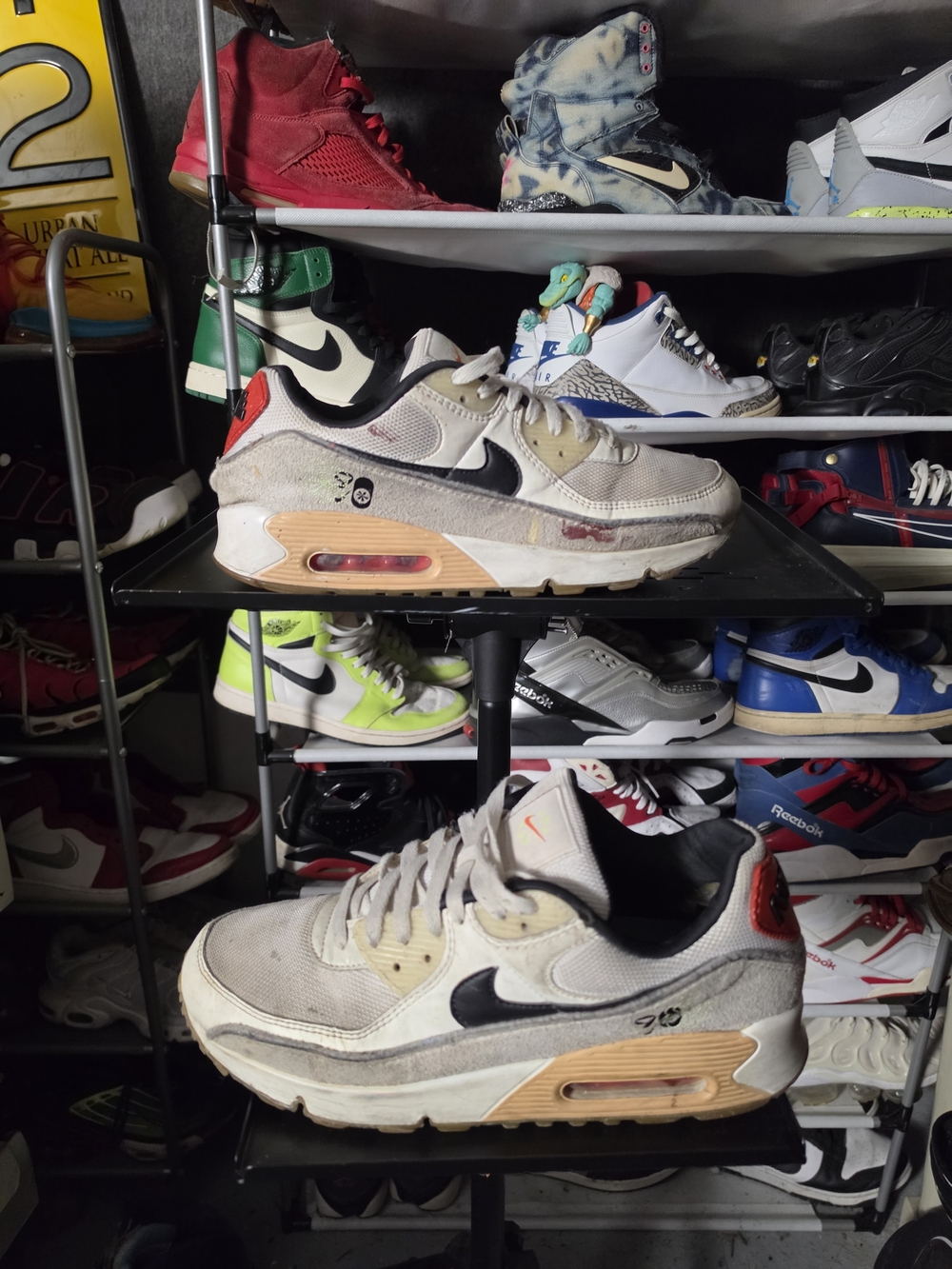 🔥 Nike Air Max Men's Size 12 Sneakers 'Swoosh Fiber' White Black Red Accents